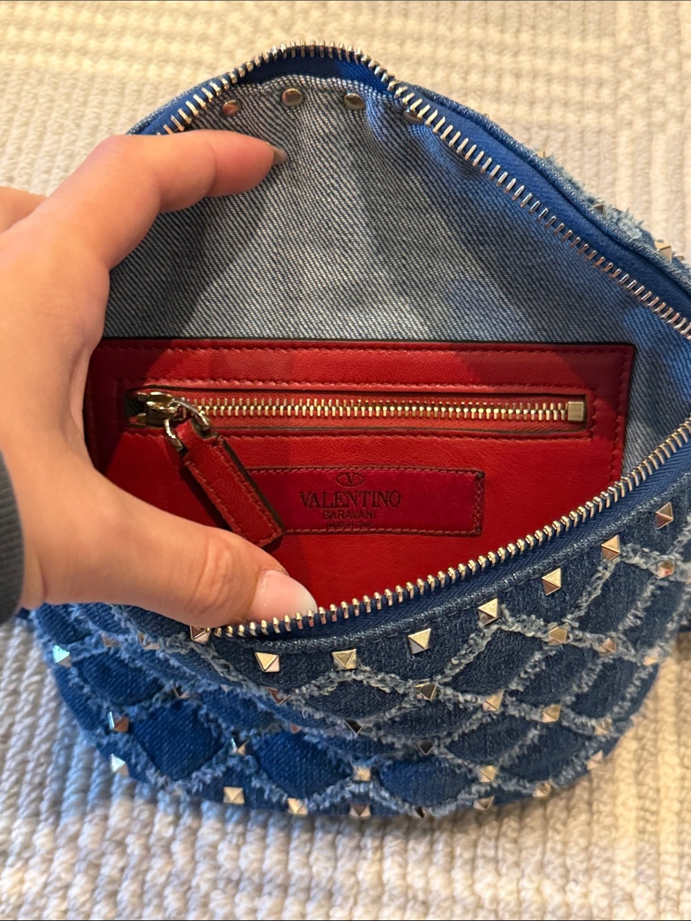 Valentino Small Denim Studded Belt Bag - Picture 5 of 6